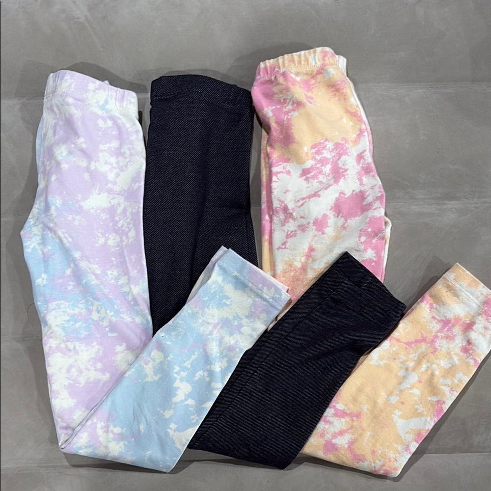 Cat & Jack Pink and Yellow Leggings Playful Tie-Dye